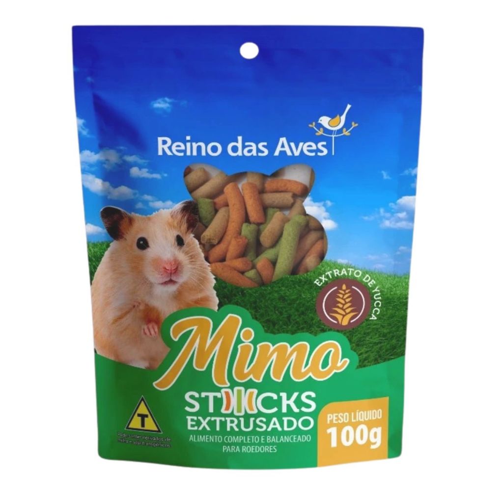 Sticks Mimo Petisco Extrusado Para Roedores 100g Reino das Aves em Oferta na Shopee