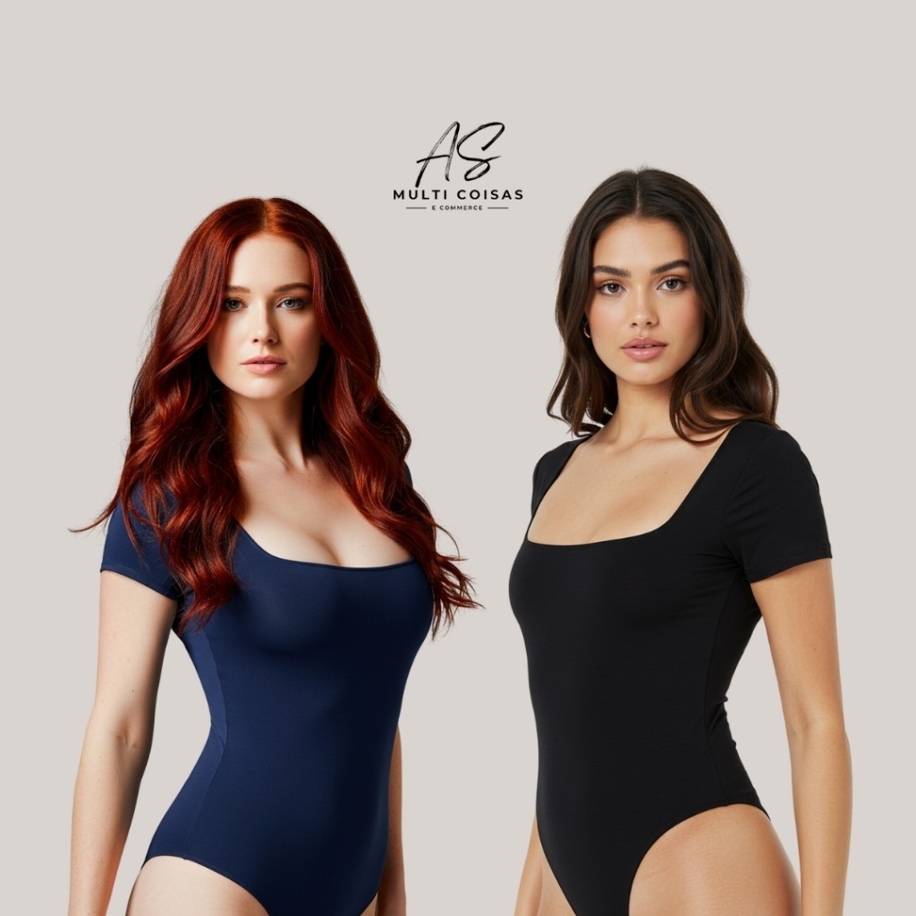 Body Manga Curta - Moderna Tecido Suplex Elegante Casual Básica Dia a Dia Tendência 2