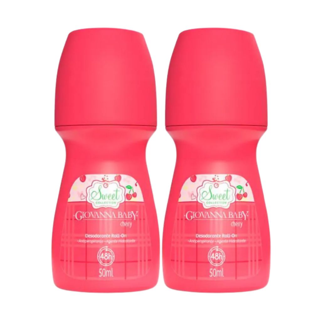KIT COM 2 DESODORANTE GIOVANNA BABY ROLLON CHERRY 50ML