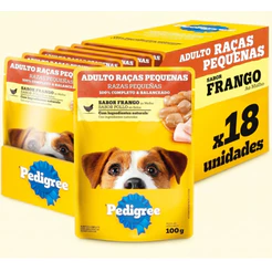 Pedigree Sachê Frango ao Molho para Cães Adultos Raça Pequena 18x100g - Sem Conservantes