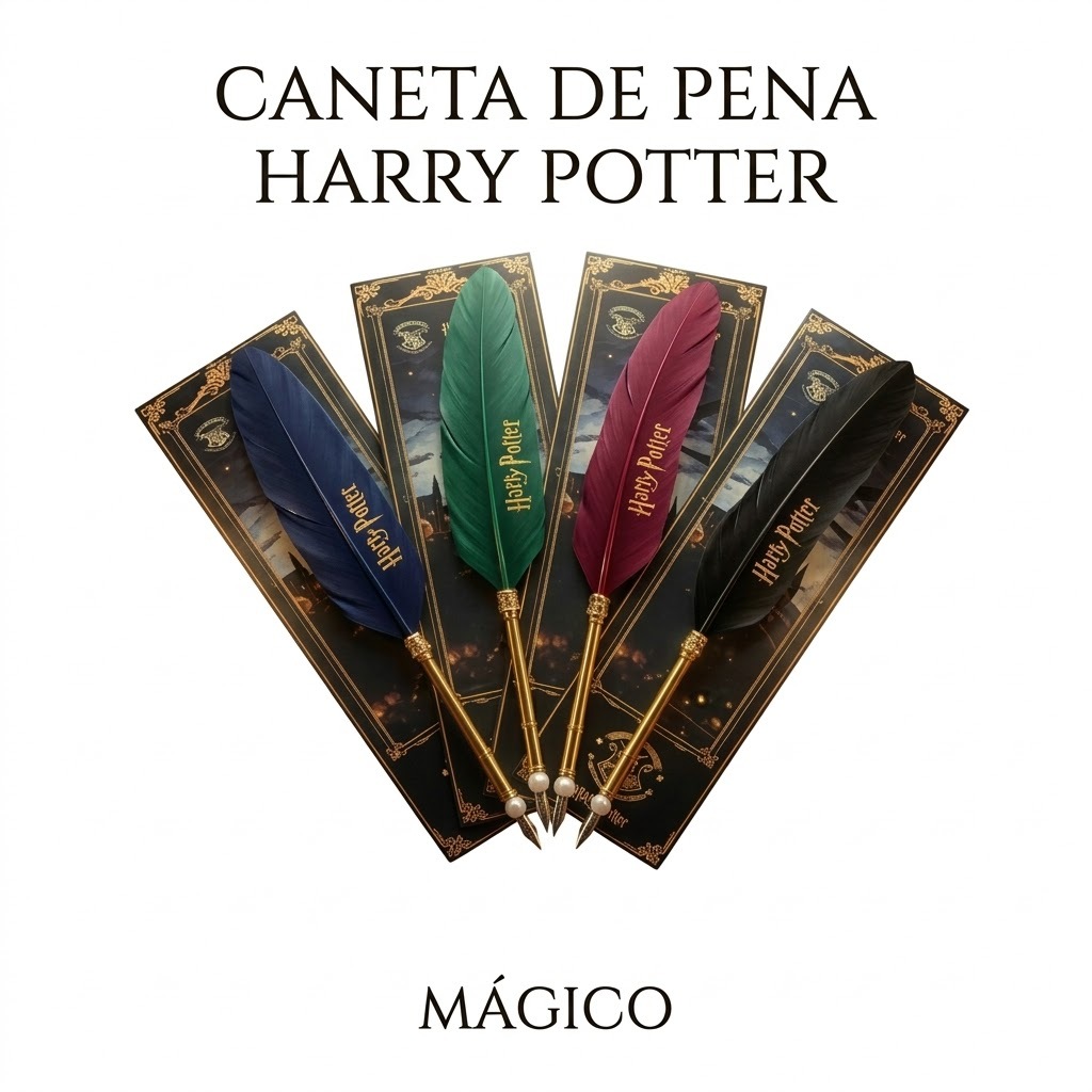 Caneta Harry Potter Pena Luxo Metal Esferográfica Colecionável Hogwarts Geek Presente Criativo