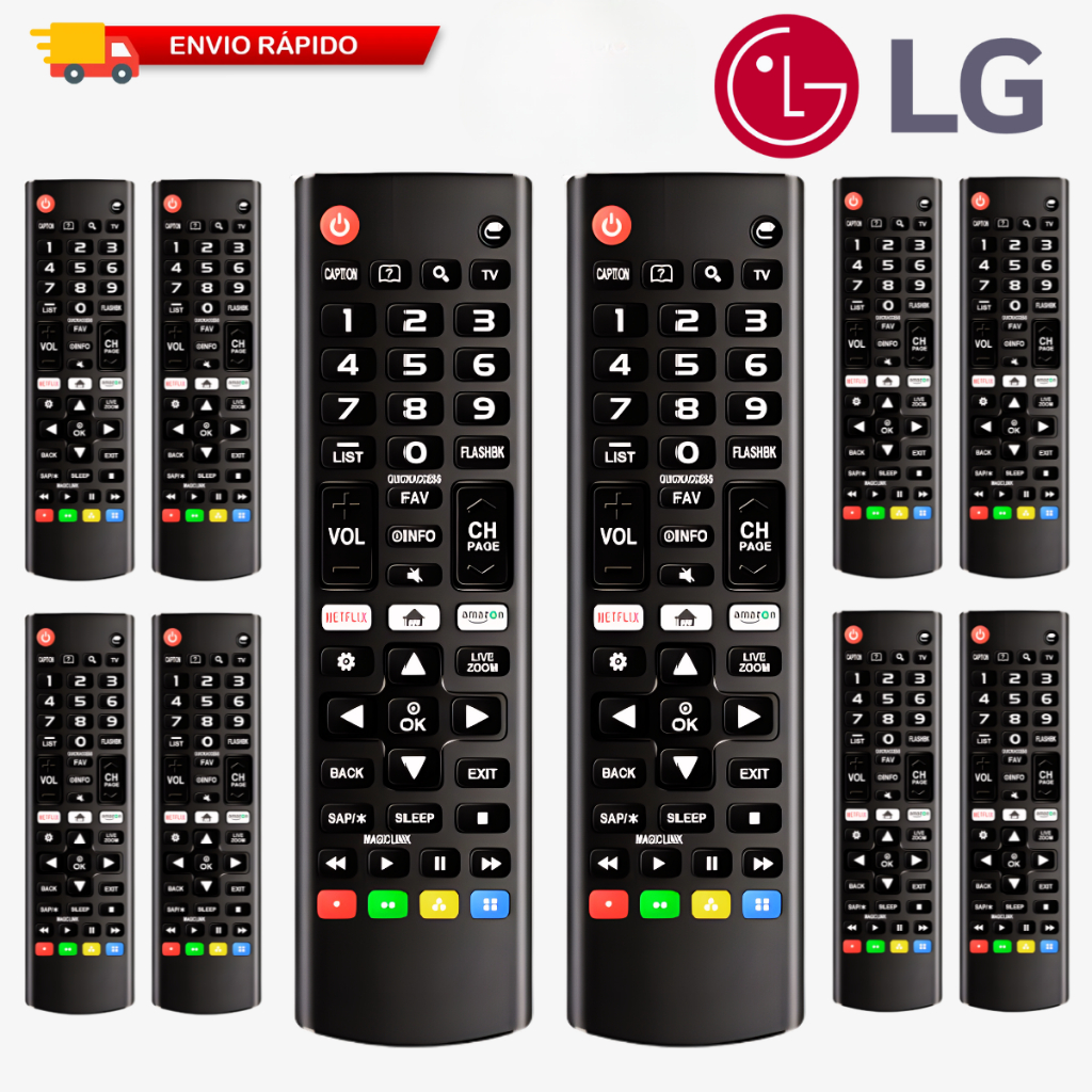 Kit Controle Remoto Tv LG Smart Netflix Amazon 5 Ou 10 Peças
