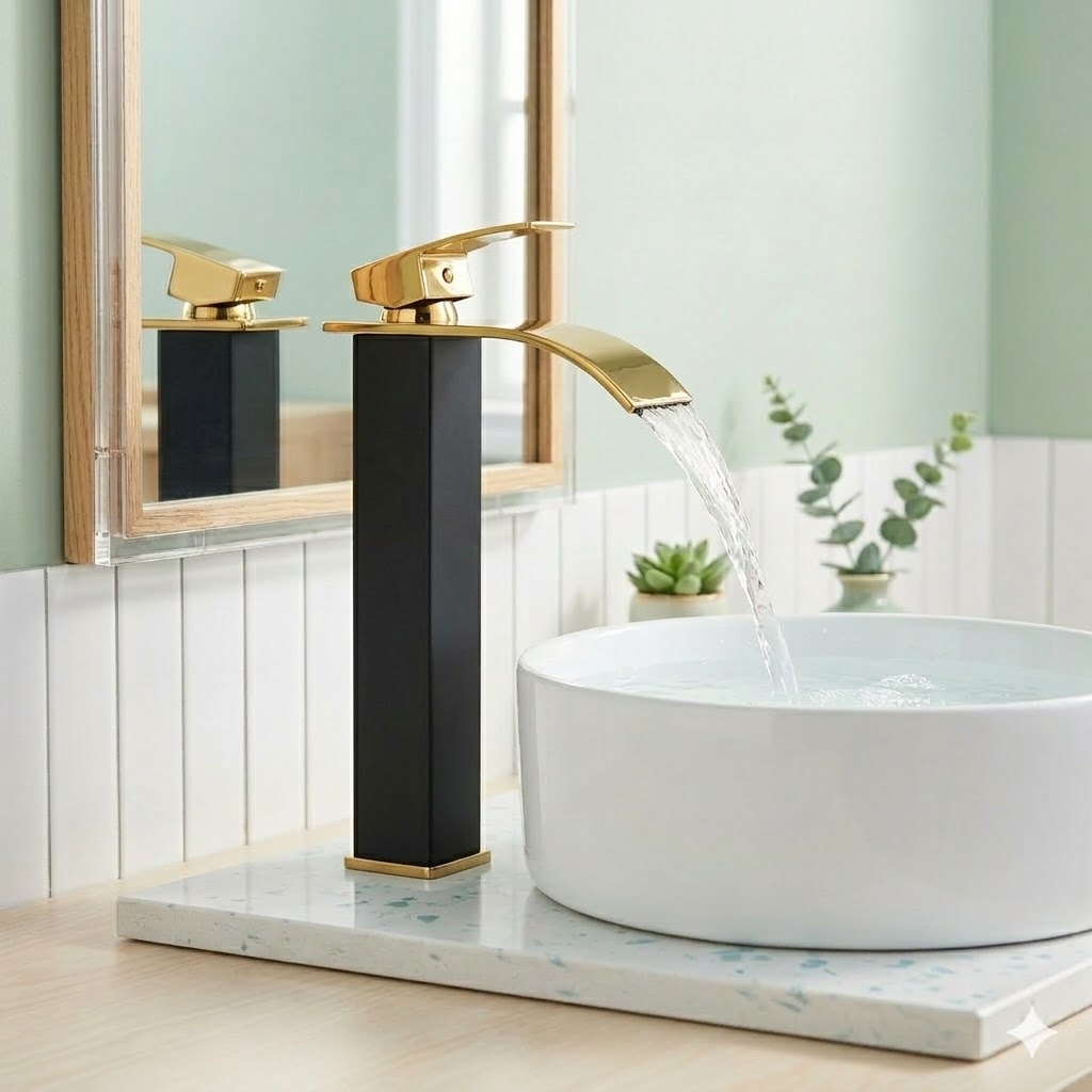 Espessamento de alta qualidade Torneira Banheiro Aço Inox Luxo Saída De Cascata Quente E Fria Misturador Yesop