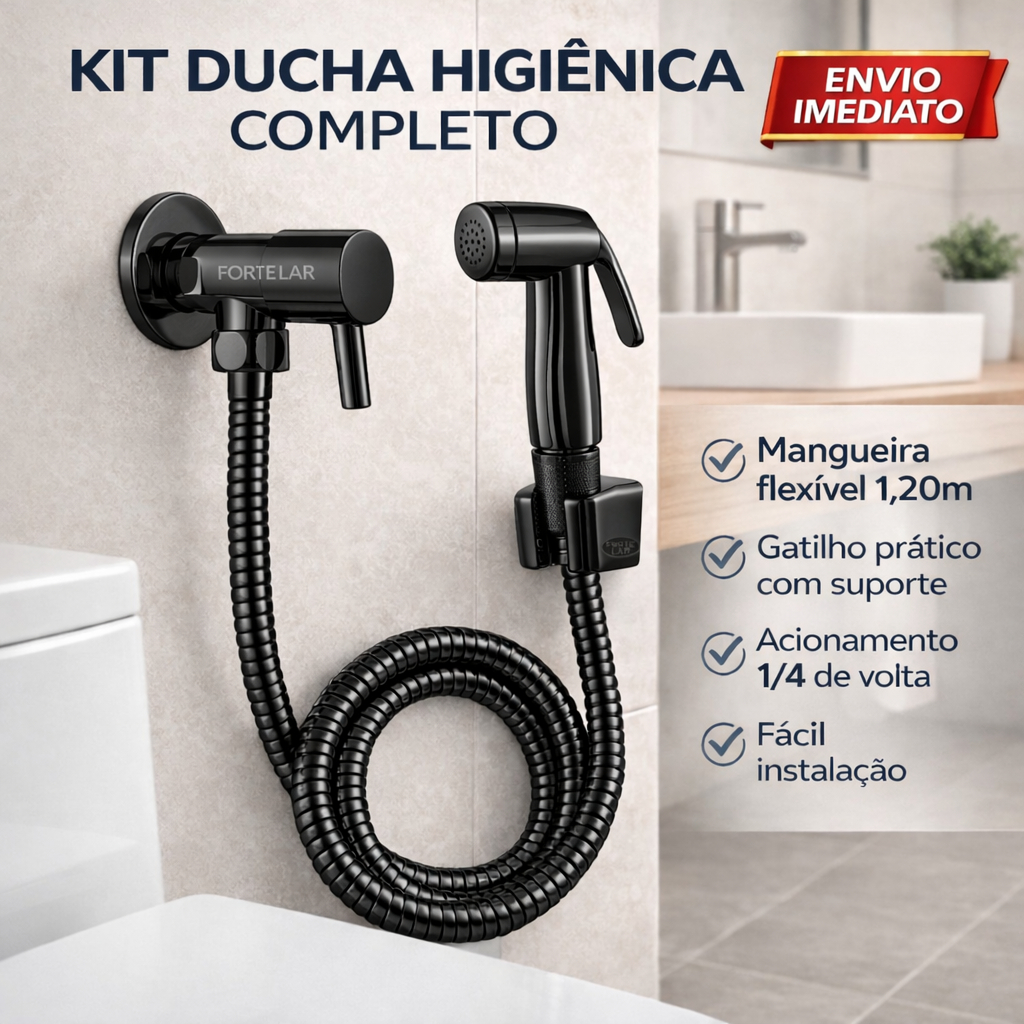 Ducha Higiênica Chuveirinho de Banheiro 1/4v Flexível 1.20mts Bidê Forte Lar