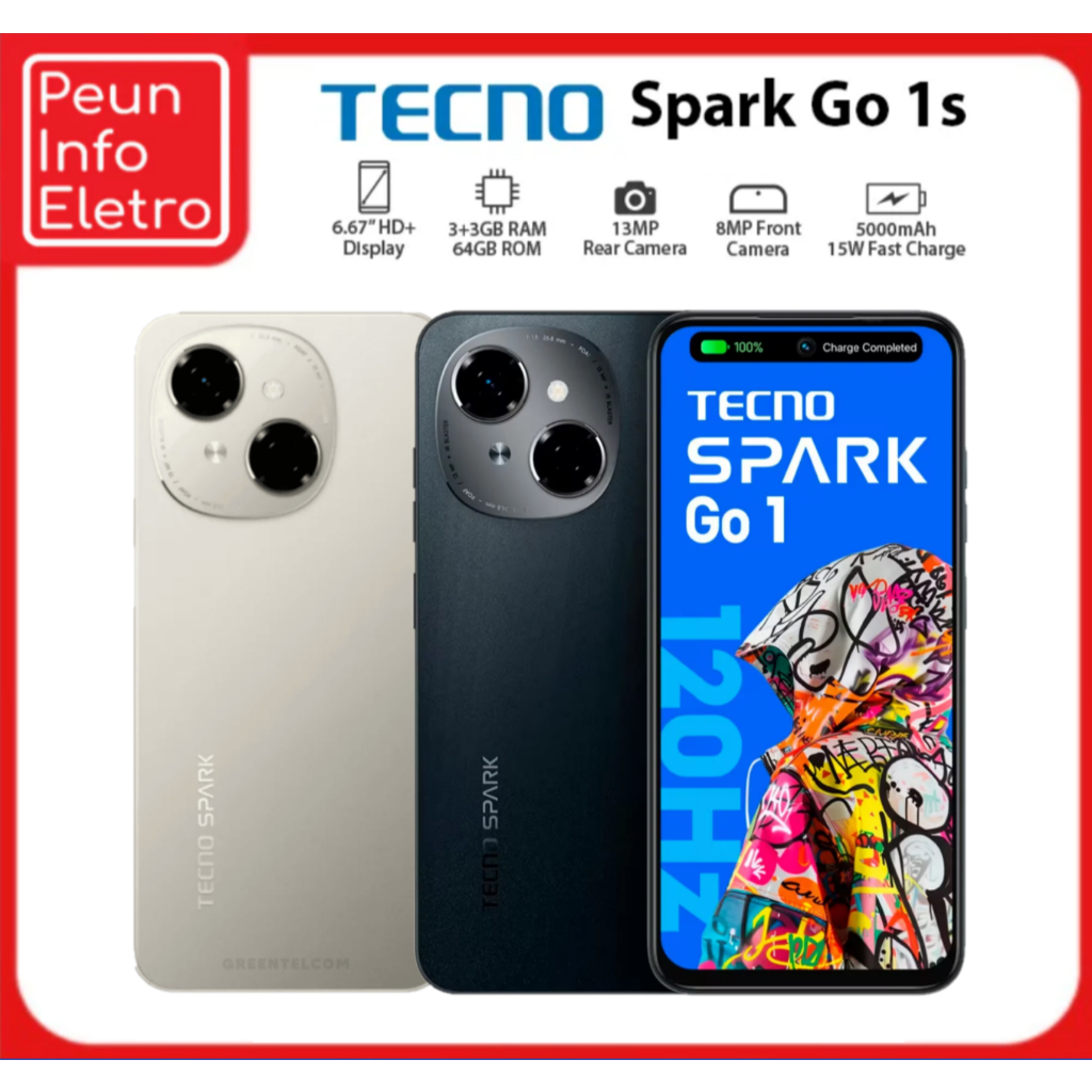 SMARTPHONE TECNO SPARK GO 1S 4G 64GB / 3GB+3GB RAM 6,6' 90HZ