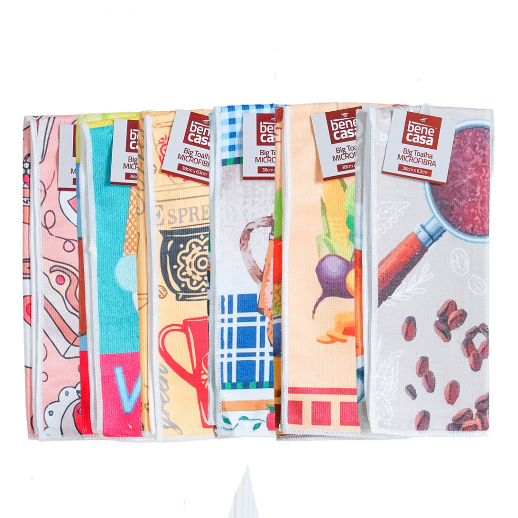 Kit 12 Panos de Copa Microfibra 38cm x 63cm Mega Absorção SORTIDO - Panosul