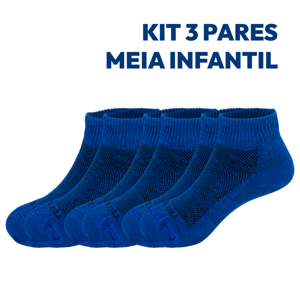 Kit 3 Pares Meias Infantil Crianças Algodão Ted Socks 1550 em Oferta na Shopee