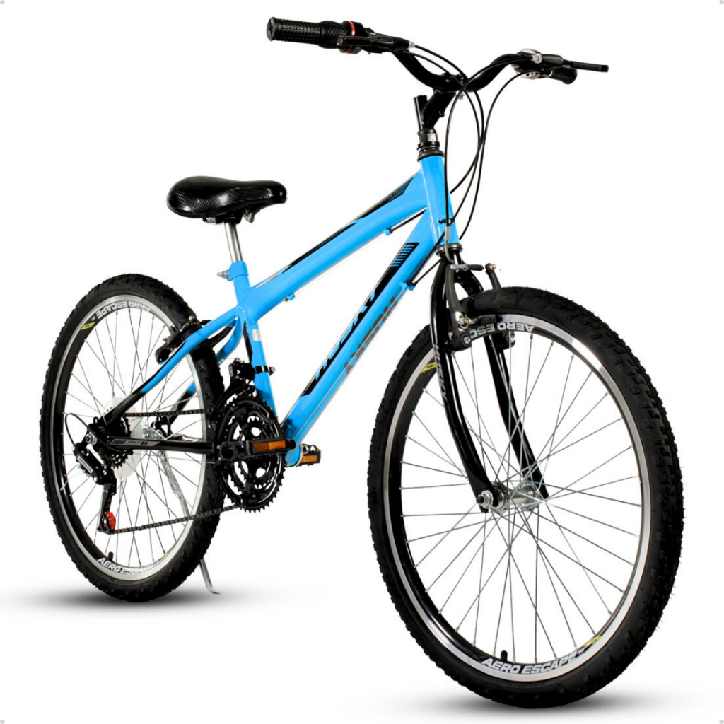 Bicicleta Infanto Juvenil Aro 24 Maculina 18v Menino Azul Husky Volt
