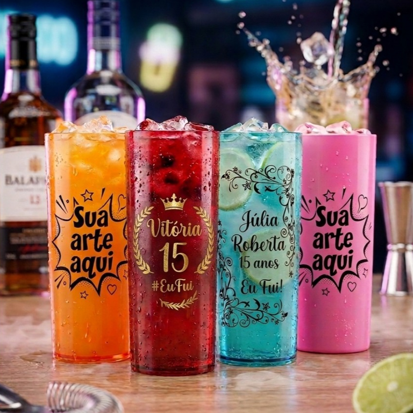 Copo Long Drink Personalizado • Escolha O Tema Festa, Casamento, Formatura, Brindes e Lembrancinhas