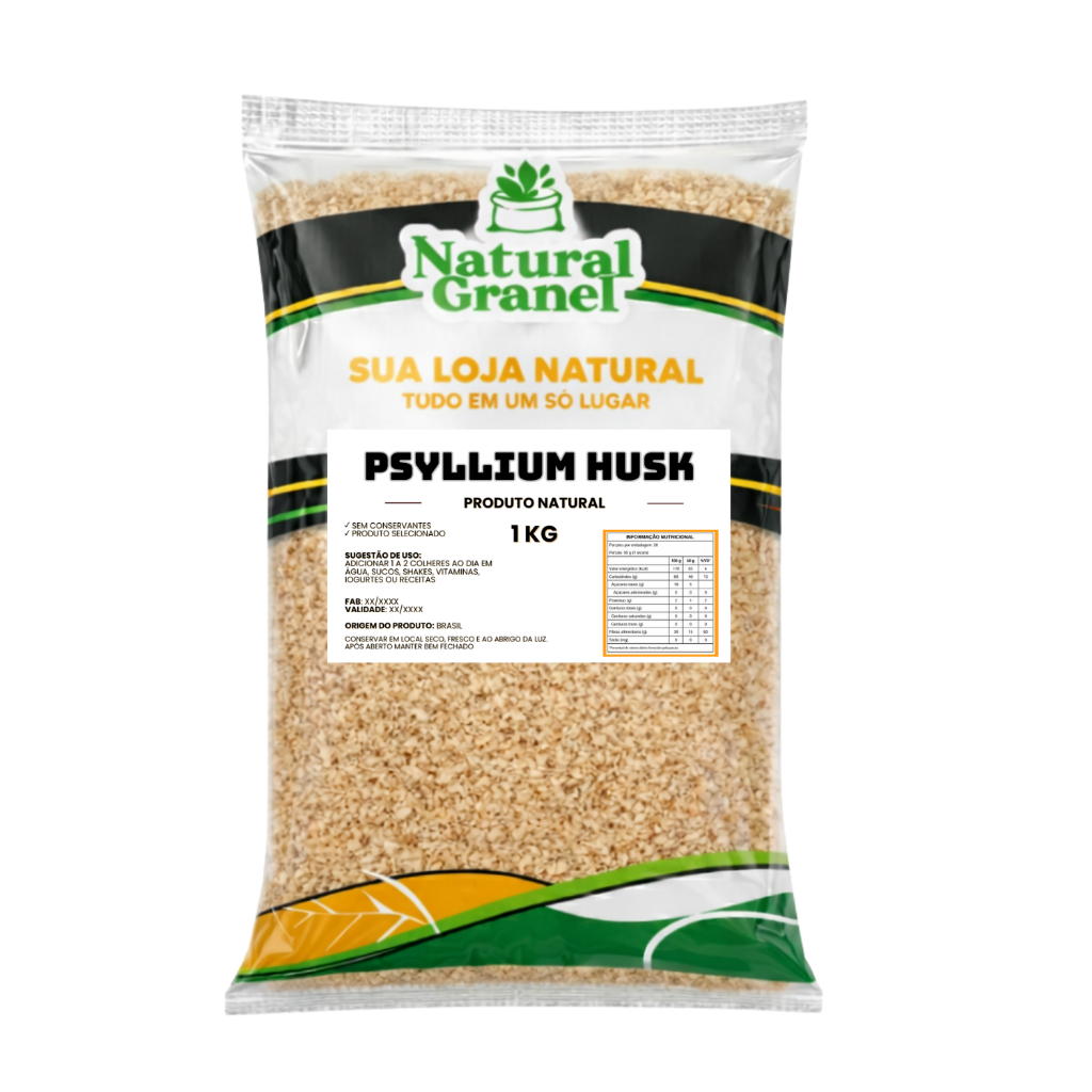 Psyllium Husk 1KG Puro Fibra Natural Premium Alta Qualidade