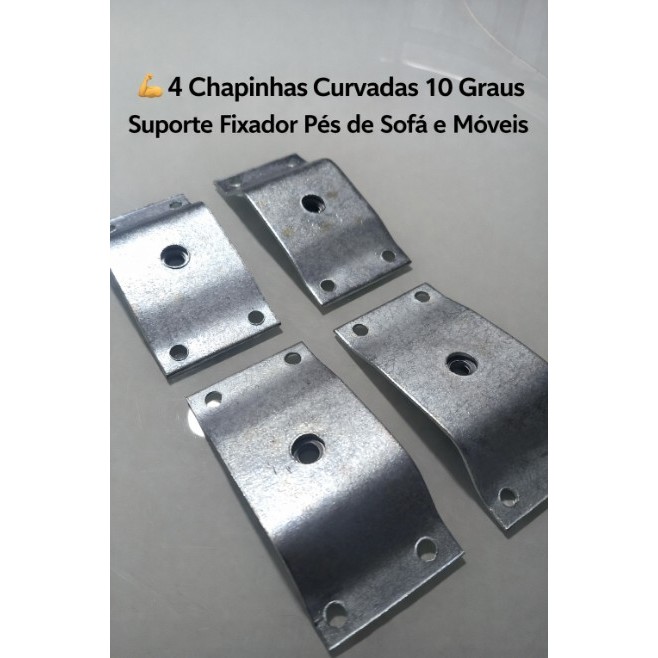 💪 4 Chapinhas Curvadas 10 Graus Suporte Fixador Pés de Sofá e Móveis 🛋️