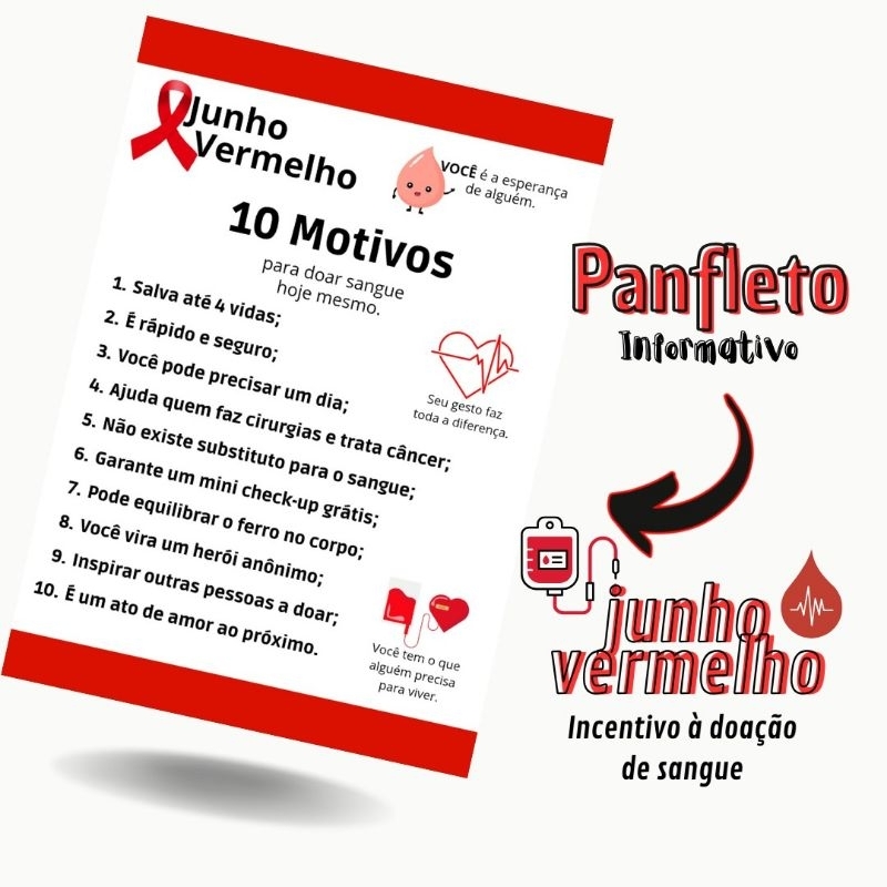 50 Folhetos Informativos sobre Incentivo à Doação de Sangue.