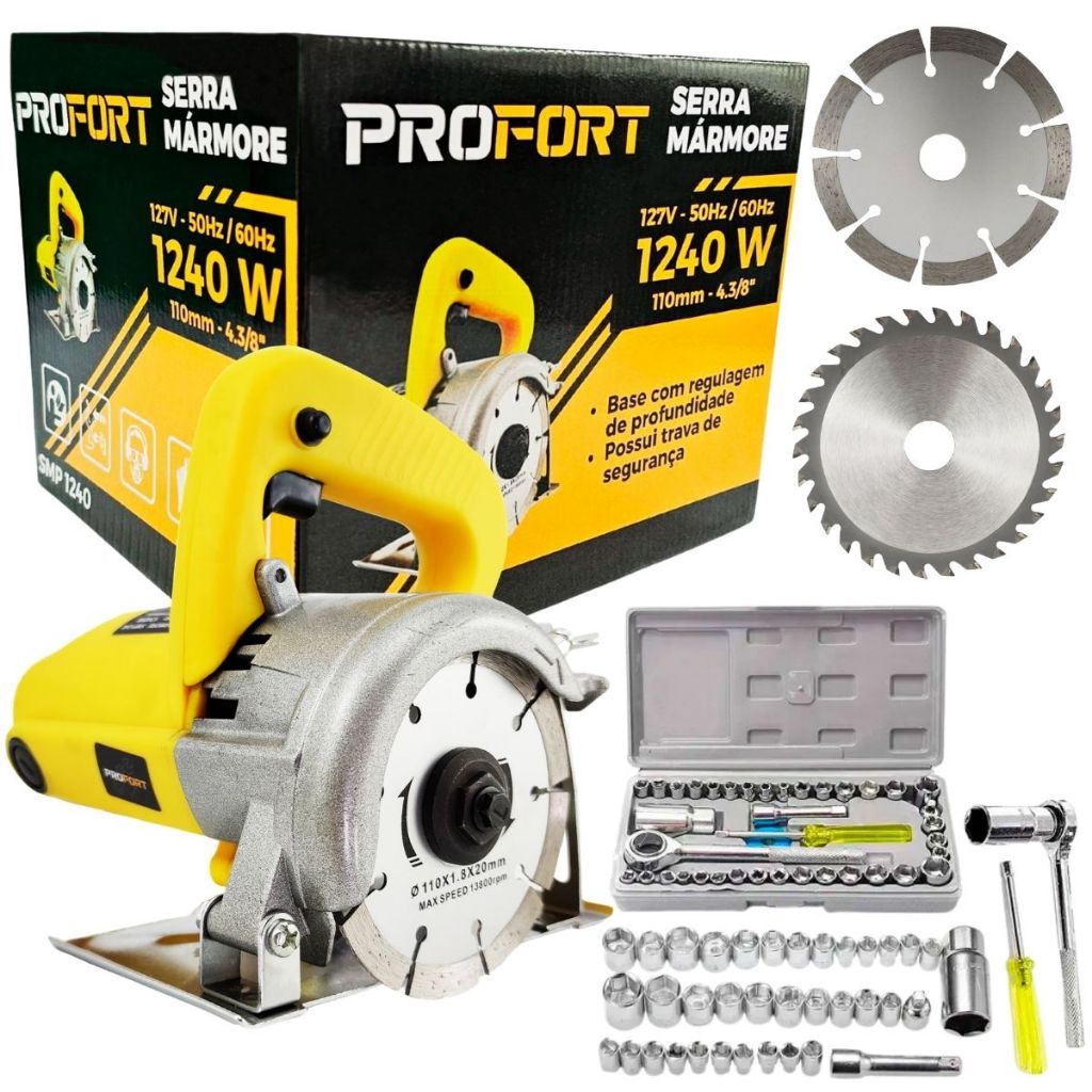 Kit Serra Mármore Corte Rápido Cerâmica Porcelanato + Soquetes 40 Peças