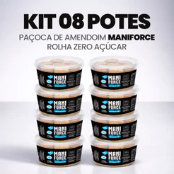 Kit 08x Paçoca De Amendoim Maniforce Rolha Zero Açúcar - 8 Potes de 170g