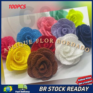 ✅[BR Seller]Aplique Flor De Tecido Poliester - 100 unidades 3CM Laços Tiara Infantil Scrapbook Artesanato DIY Atacado em Oferta na Shopee
