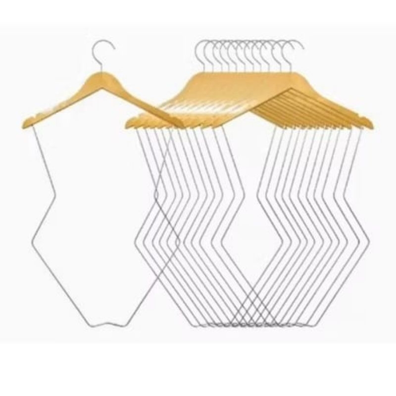 👉 Kit com 10 Cabides Madeira Silhueta com Gancho Cromado Alta Durabilidade+ ENVIO RÁPIDO