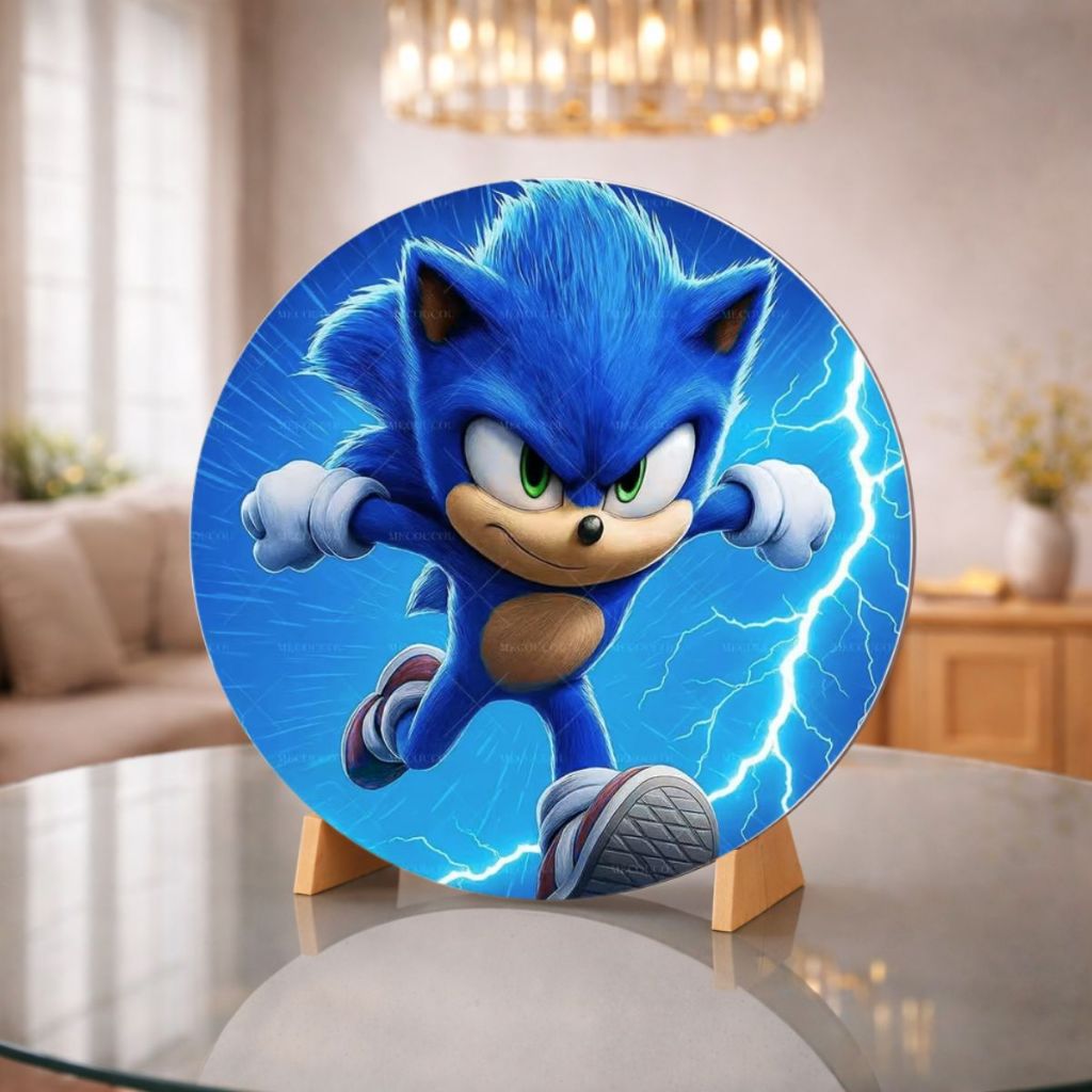 Capa Painel Redondo Sonic 50x50 Sublimado Decoração De Mesa Festa Sonic