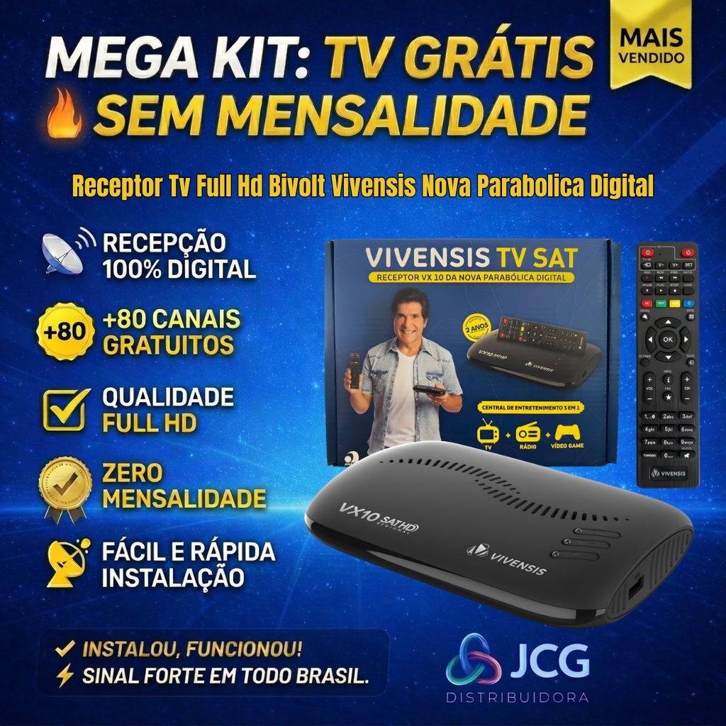 Receptor Digital Vx10 Tv Sat Hd Regional 5g Ku - Vivensis Preto 127/220v