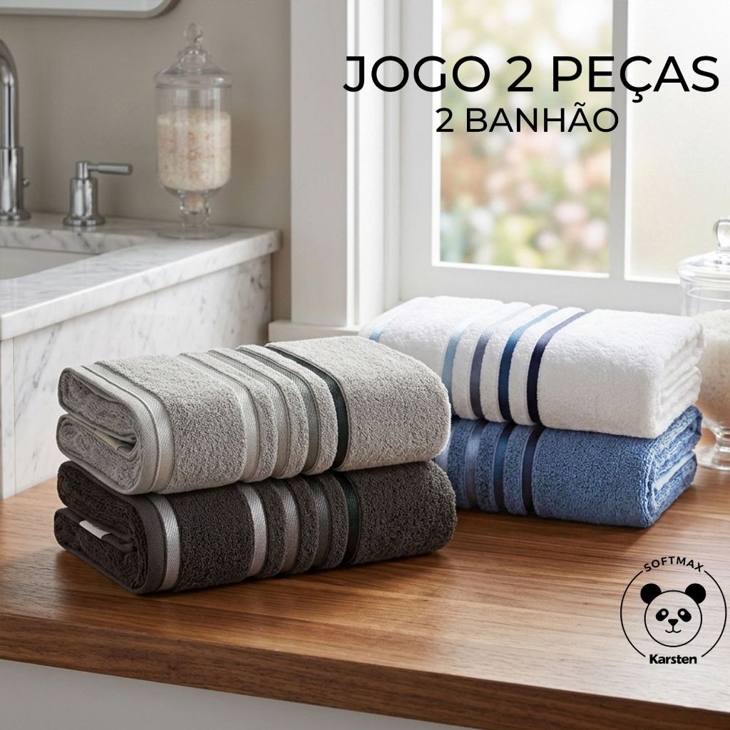 Kit 2 Toalhas Banhão Karsten Fio Penteado Gigante Alta Gramatura 100% Algodão Lumina Unika