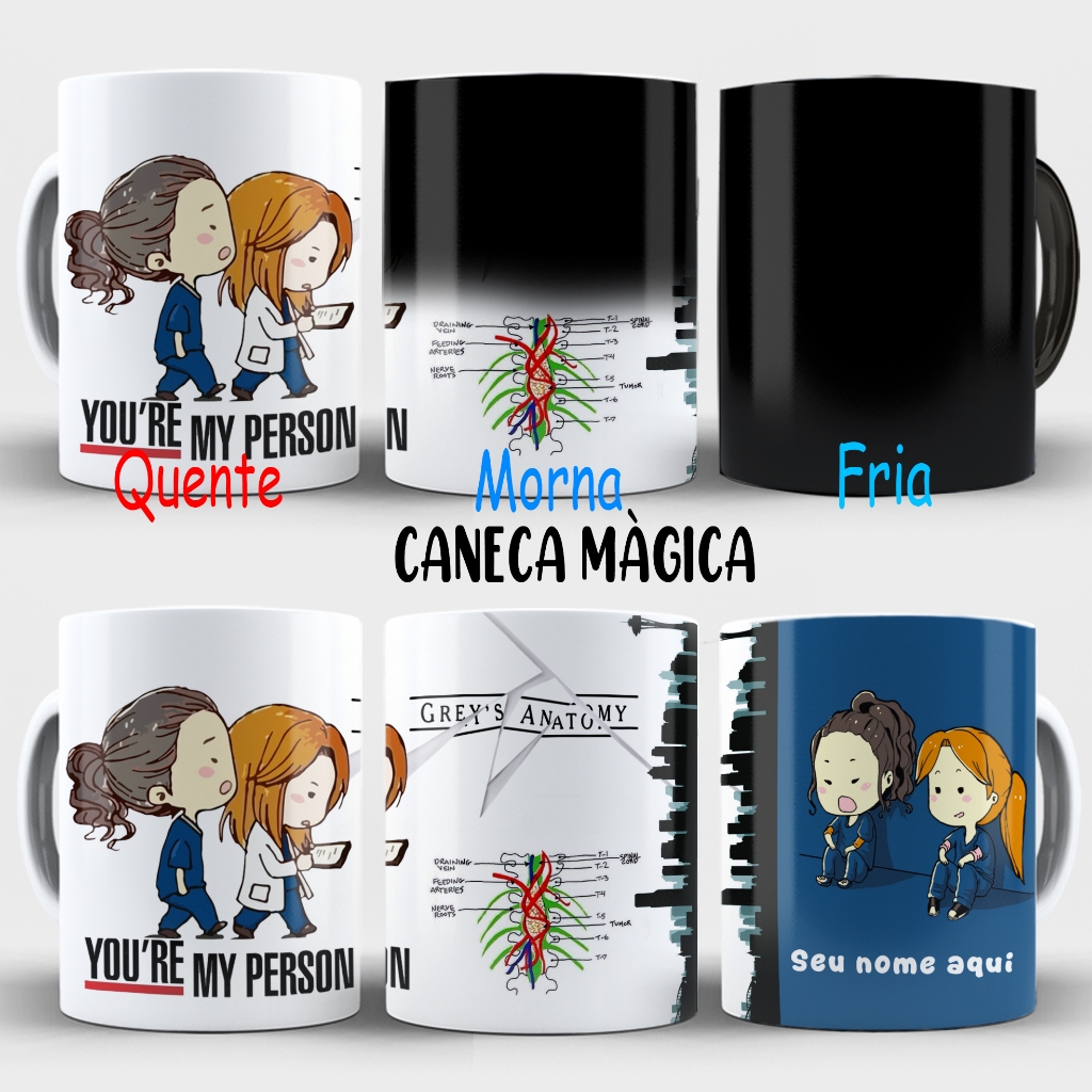Caneca Magica Greys Anatomy Cristina Yang Derek You Are My Person Com Nome