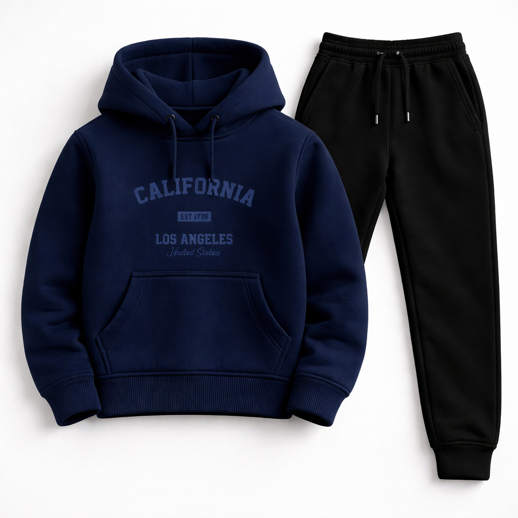 Conjunto Masculino Infantil Moletom Blusa e Calça  Algodão Flanelado Infantil Moda Juvenil
