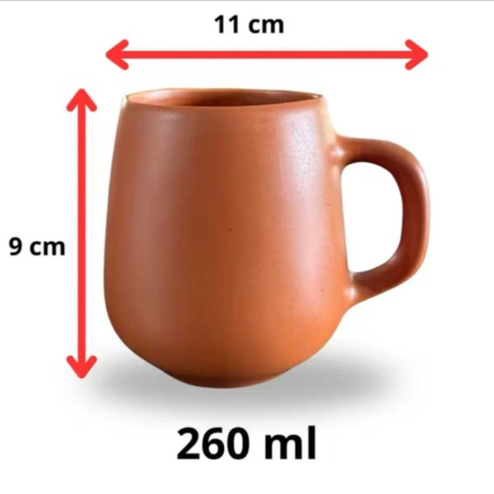 Jogo 6 Xicara Caneca Bojuda 260ml Bojuda Porcelana Café Chá Chocolate Quente Kit Caneca Organica — imagem 2 de 2