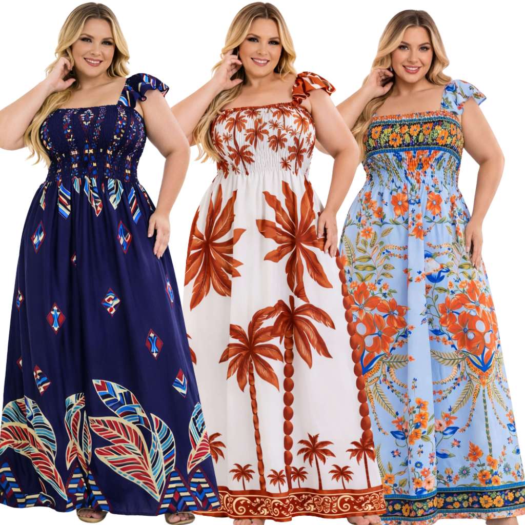 Vestido Feminino Plus Size Estampado | Leve, Soltinho e Fresquinho | Do 46 ao 54