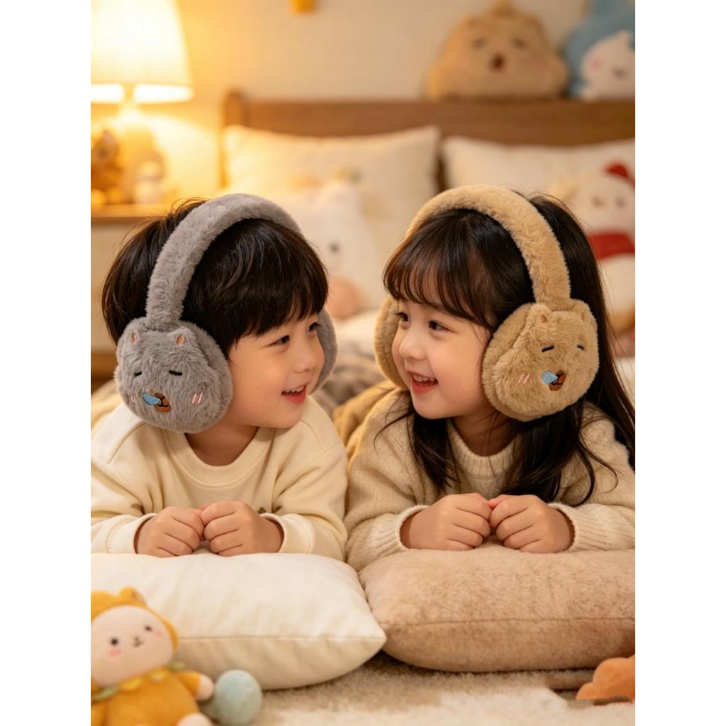 Protetor Aquecedor De Ouvido Orelha Capivara Para Infantil Menino Menina Quente Earmuff Frio Felpudo Pelúcia