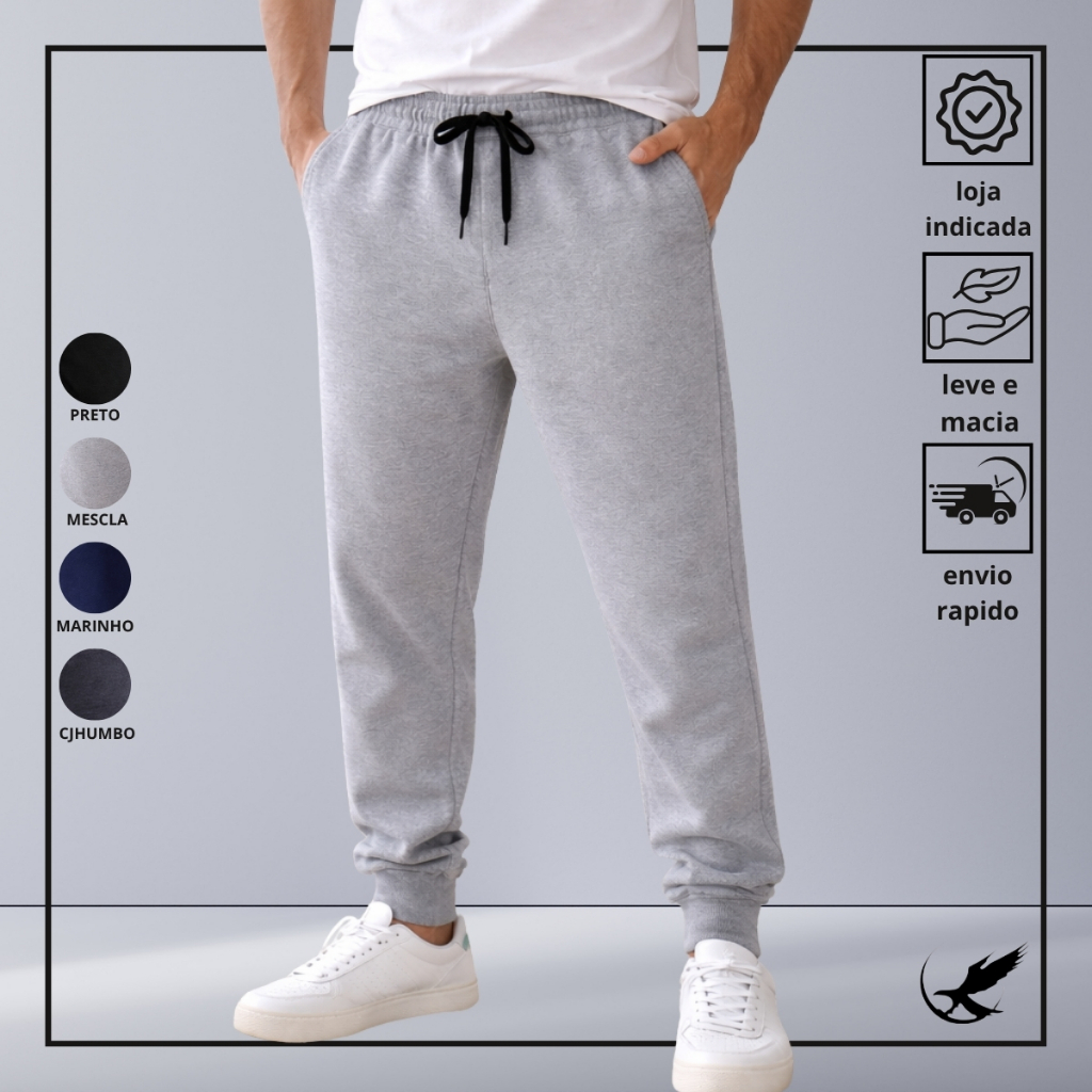 Calça Moletom Jogger Unissex Premium Flanelada Confortável Casual