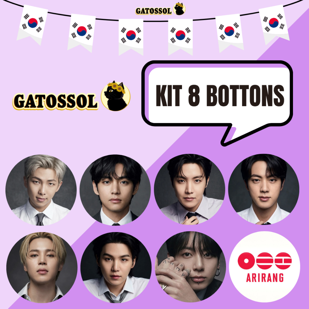 BTS Arirang KIT 8 Bottons 4,5CM Broche KPOP-IDOL-COREANO- K-POP PIN Bottom/botton Boton Buton alfinete Boton Button Pin