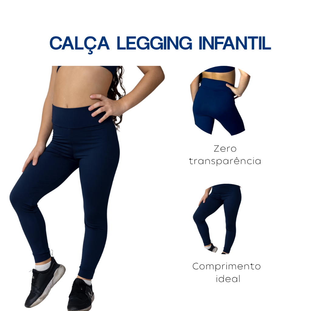 Calça Infantil Feminina Ginástica e Treino Kids Poliamida  e Cós Alto Corrida Academia e Crossfit em Oferta na Shopee
