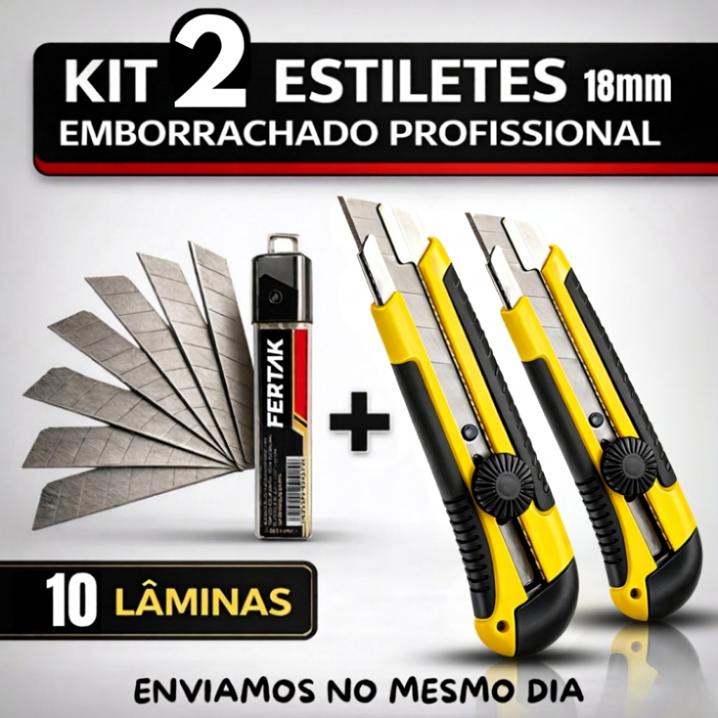 Kit 2 Estiletes Profissionais Emborrachados + 10 Lâminas