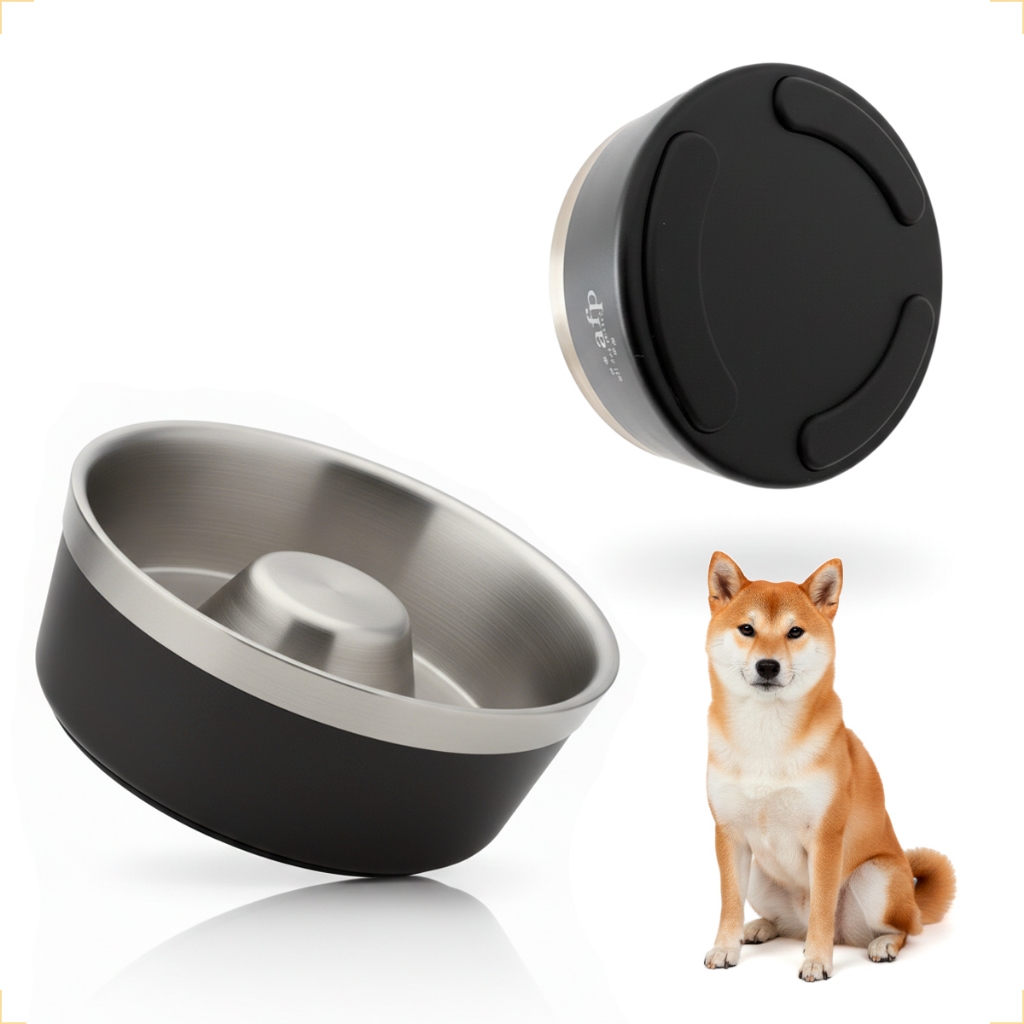 Comedouro Tigela Inox Lento 1,7L Para Cachorro Médio Grande Antiderrapante Alimentação Saudável Pet