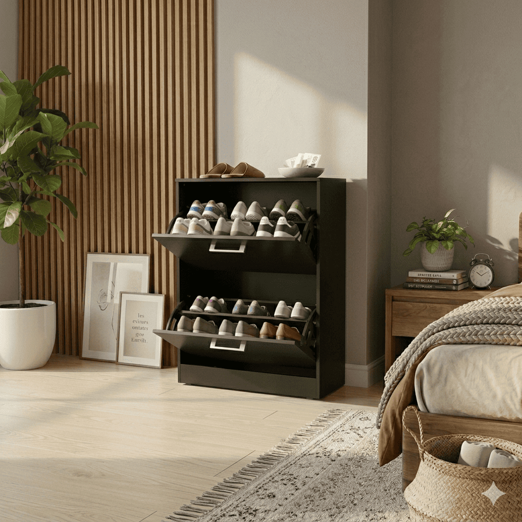 Sapateira Multiuso Compacta Basculante 2 Módulos Organizador de Sapatos para Qua