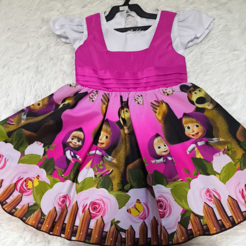 Vestido Infantil Luxo Masha e o Urso
