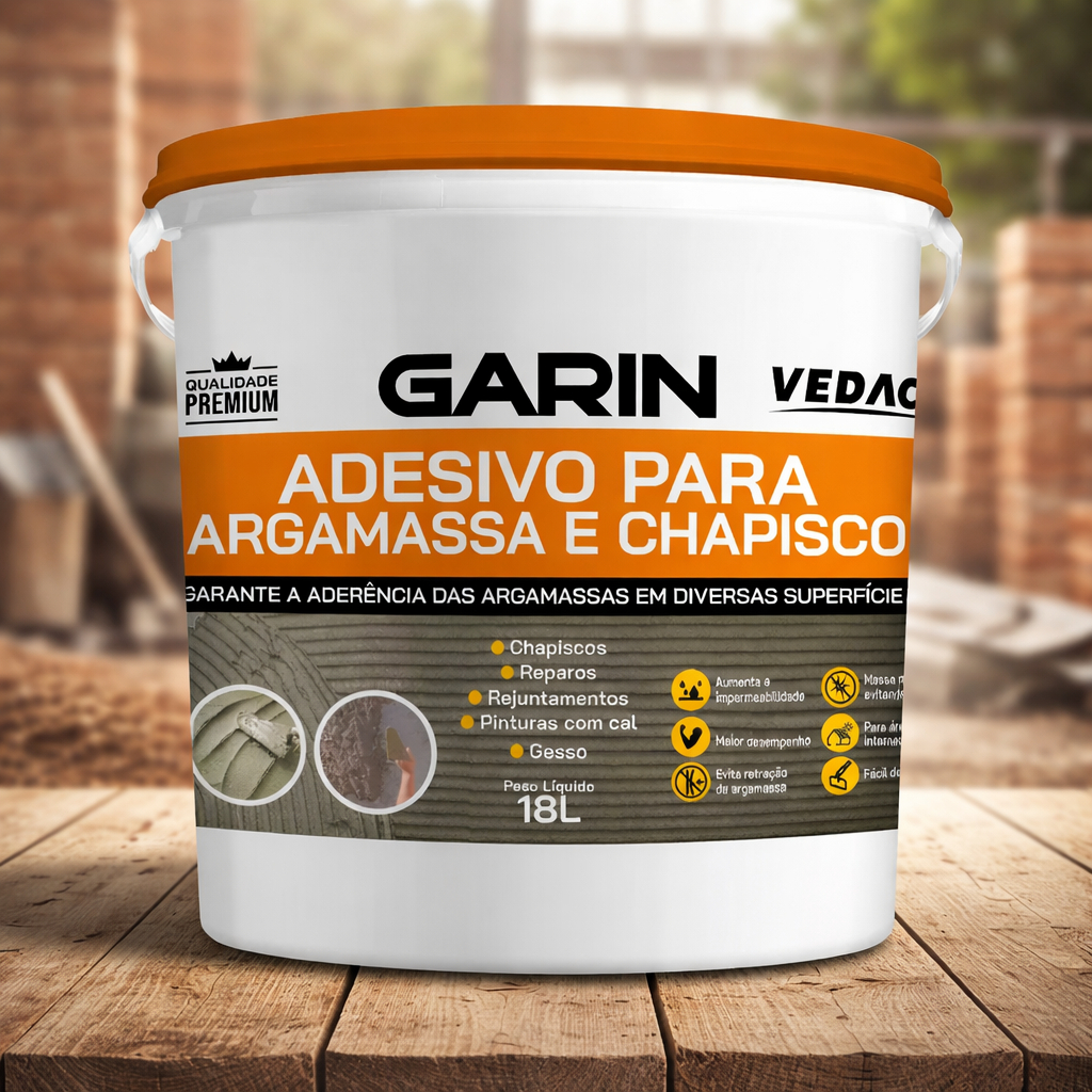 Mais Aderência Adesivo Argamassa e Chapiso Garin Vedag Adesivo Premium 18kg Aderência Eficiente