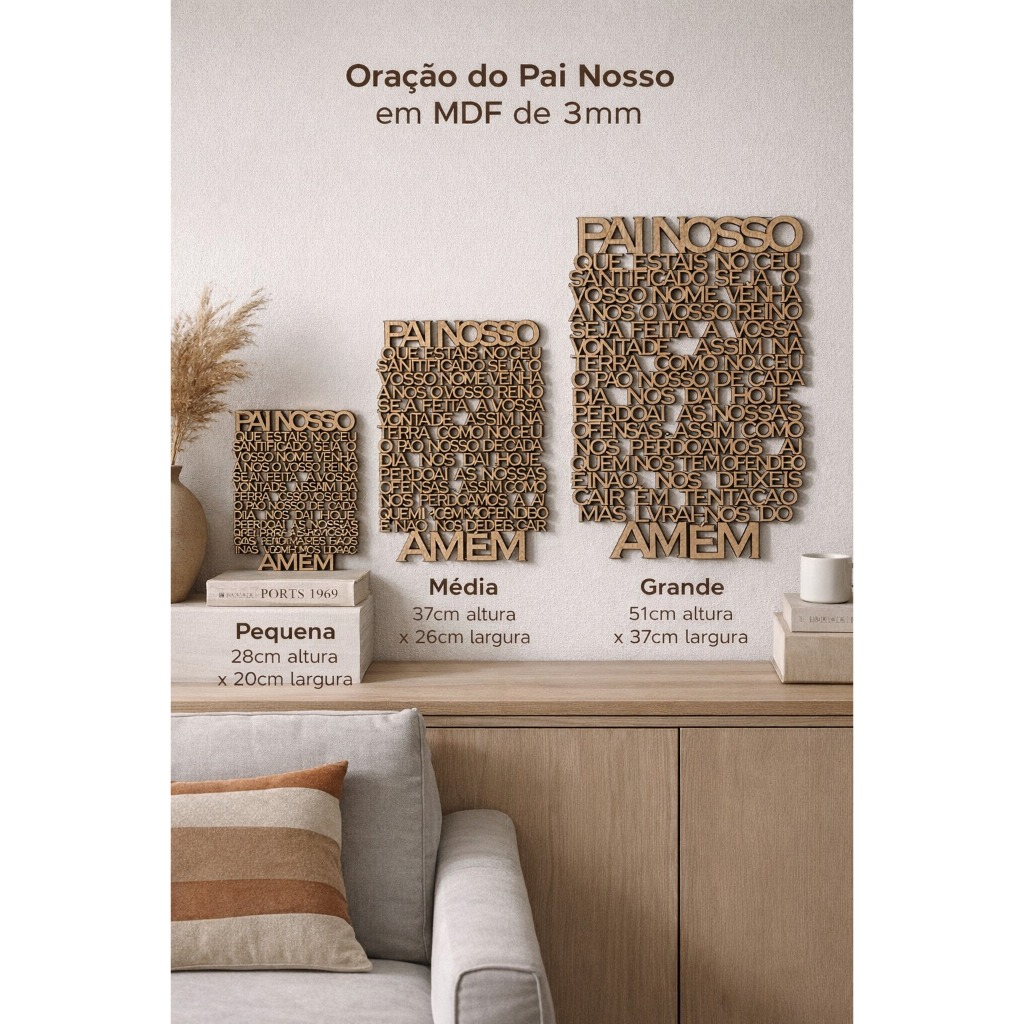 ORAÇÃO PAI NOSSO,QUADRO RELIGIOSO MDF 3 mm ,PLACA, LEMBRANÇA, — imagem 2 de 2