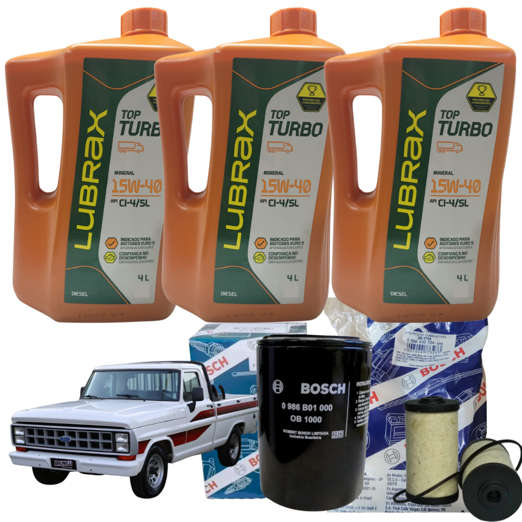 Kit Troca Óleo 15W40 Lubrax Top Turbo F1000 MWM D229/4 c/ Filtros Bosch