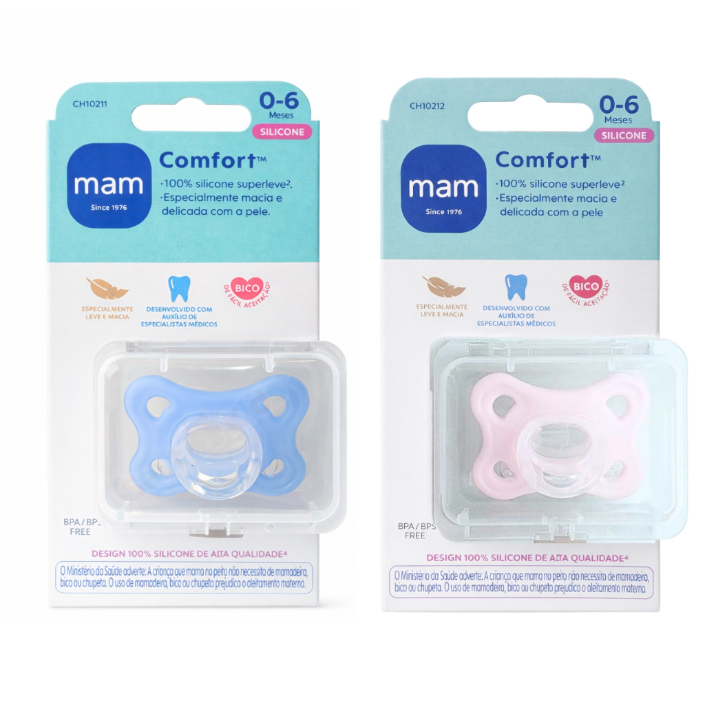 Chupeta de Silicone MAM 0-6 meses Bebê Recém Nascido Comfort Menino Menina 100% Silicone Original