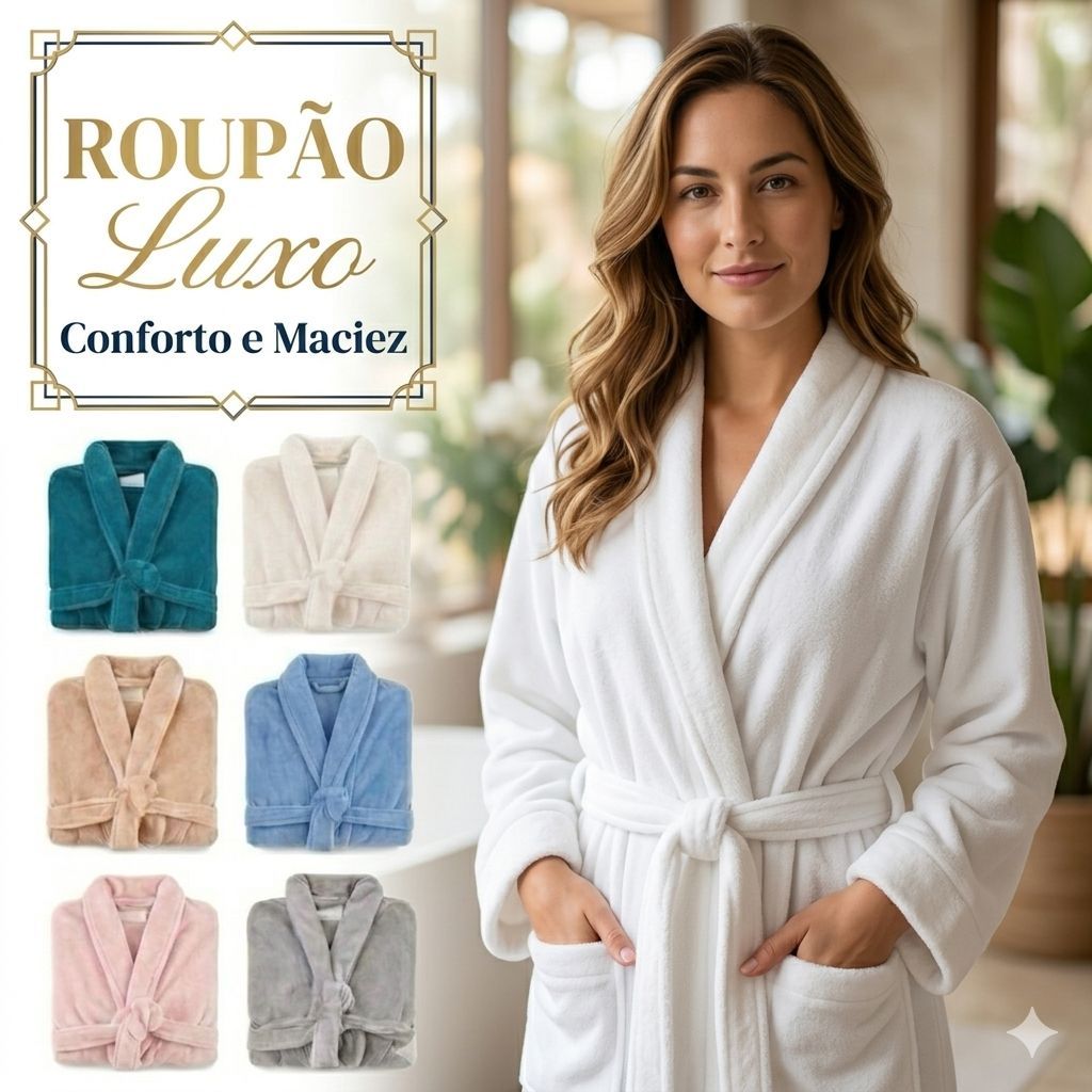 Roupão Luxo Branco Neo Velour Ultra Macio Aveludado Microfibra Adulto M e G Unissex Masculino e Feminino