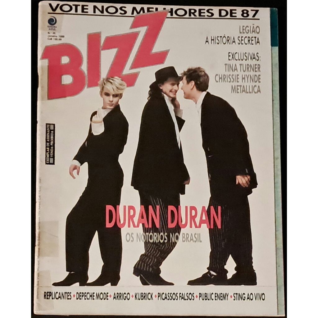 Revista Bizz Letras nº30 Janeiro 1988 Rara Anos 80 Duran Duran Depeche Mode Tina Turner Pretenders Sting Ótimo Estado