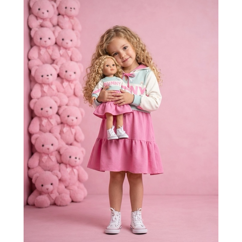 Vestido, Roupa de Menina, Roupa infantil, Moda Infantil, Roupa de Frio, Casaco Infantil, Boneca, Menina e Boneca