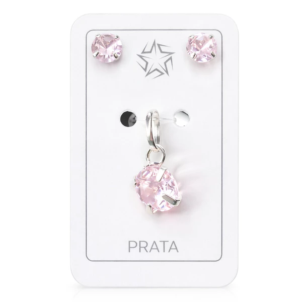 Conjunto Brinco e Pingente Ponto de Luz Prata 925 com Certificado