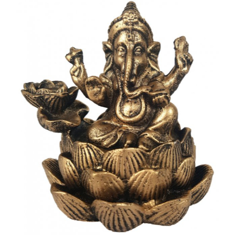 Imagem Incensário Porta Incenso cascata cachoeira para cone  e vareta de Lord Deusa Ganesha em resina