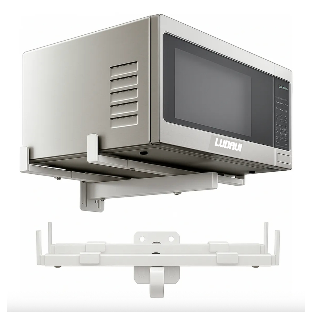 Imagem Suporte Microondas Forno Elétrico Parede Ajustavel Reforçado Aço Carbono Resistente Regulável