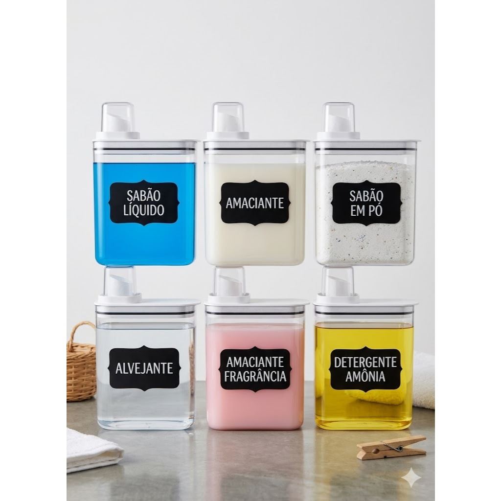kit Dispenser Sabão Líquido Em Pó 1,5L Hermético Transparente Com Vedação Silicone Flow Premium organizador✨