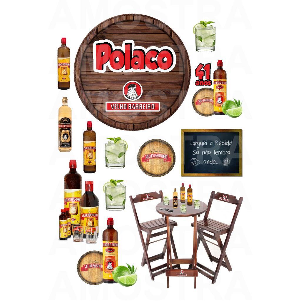 Topo de bolo "PEGUE E MONTE" Velho Barreiro (BOTECO) Personalizado com nome e idade, Festa em casa, só um bolinho.