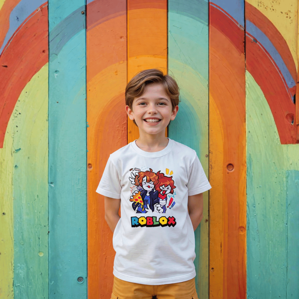Camiseta Infantil Roblox Estampada Personagens Gamer Divertida Em Algodão 100% Estampa Premium