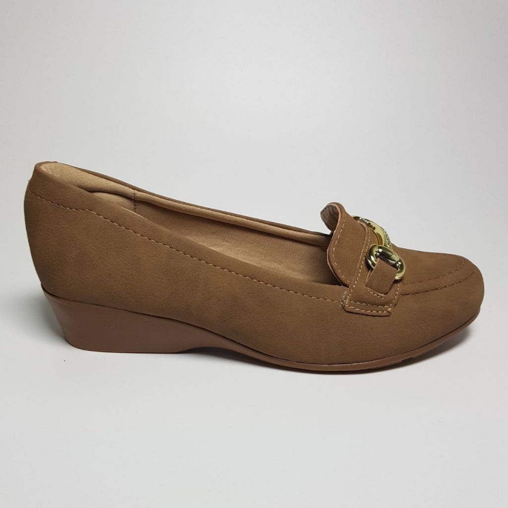 Sapato Mocassim Fechado Anabela Fivela Delicado Modare