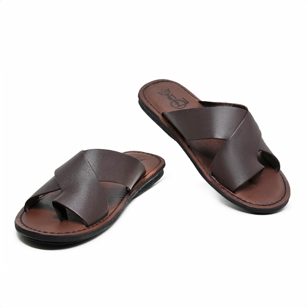 Chinelo em Couro legitimo Chinelo com tiras cruzadas Chinelo confortável Chinelo Masculino